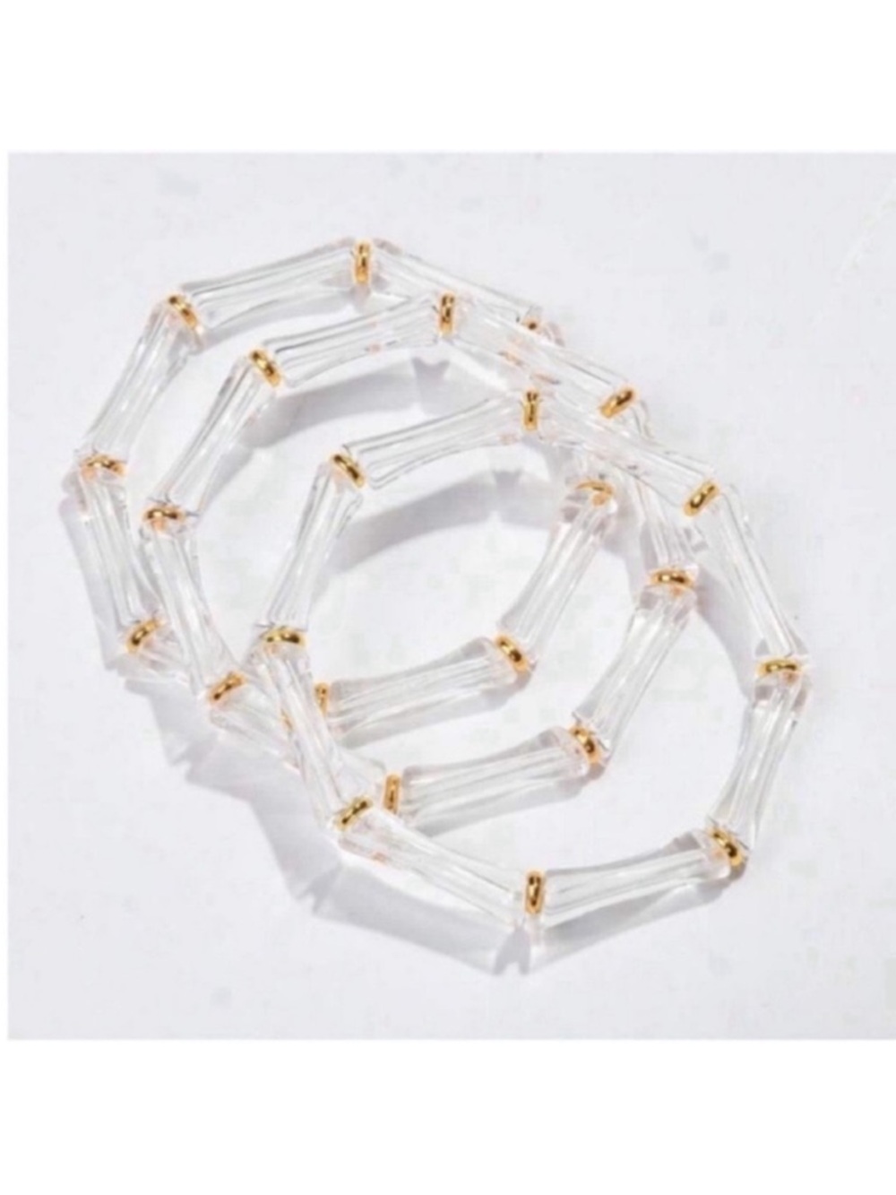 New! Clear Acrylic Bamboo Bracelet Stack Set NWOT - Picture 2 of 3